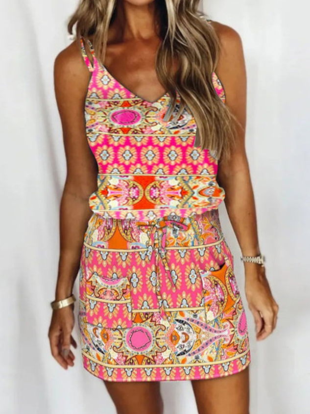 Spaghetti Regular Fit Ethnic Dress