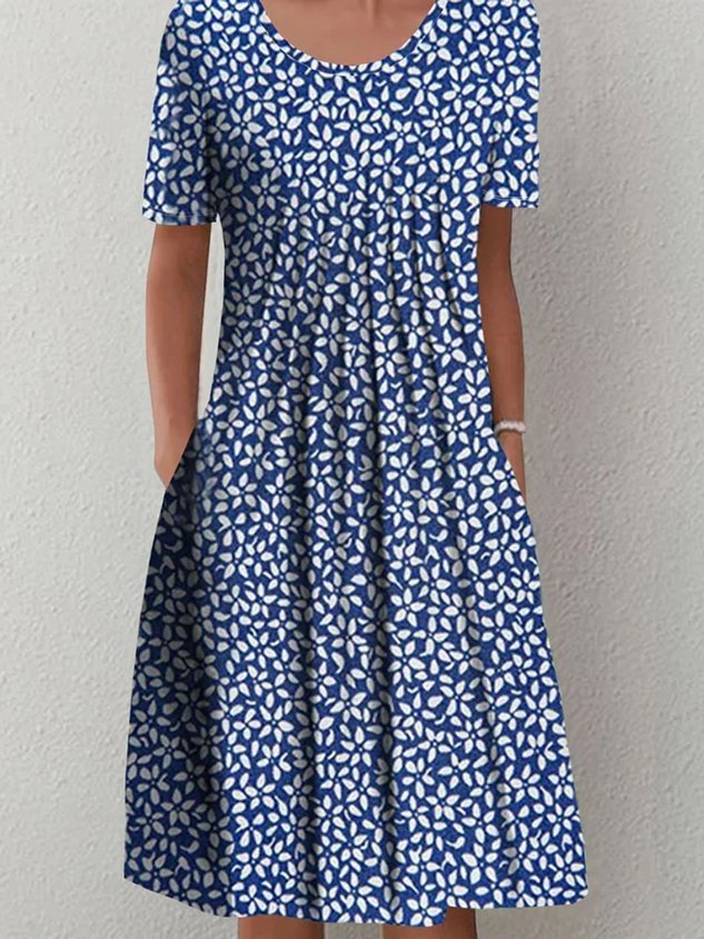 Crew Neck Floral Loose Dress