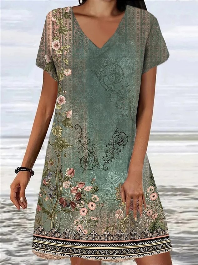 V-neck loose summer dress