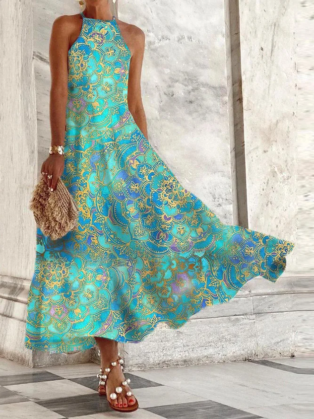 A sleeveless knit dress