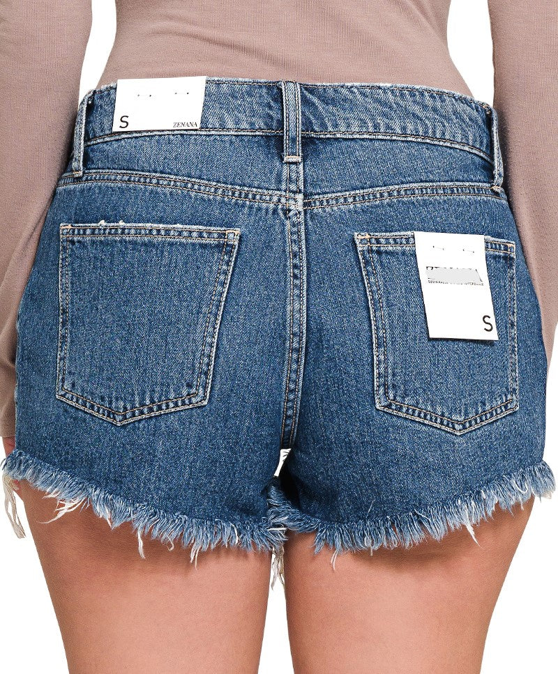 Distressed Cut Denim Shorts