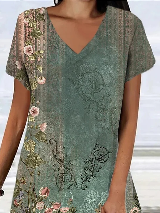 V-neck loose summer dress