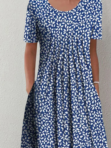 Crew Neck Floral Loose Dress